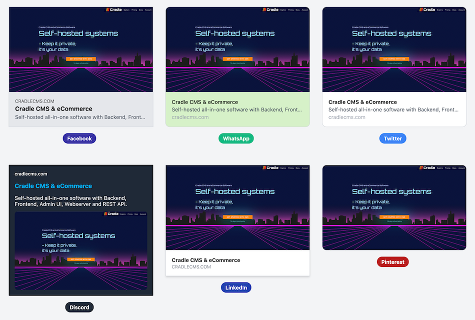 Open graph info with information from site settings