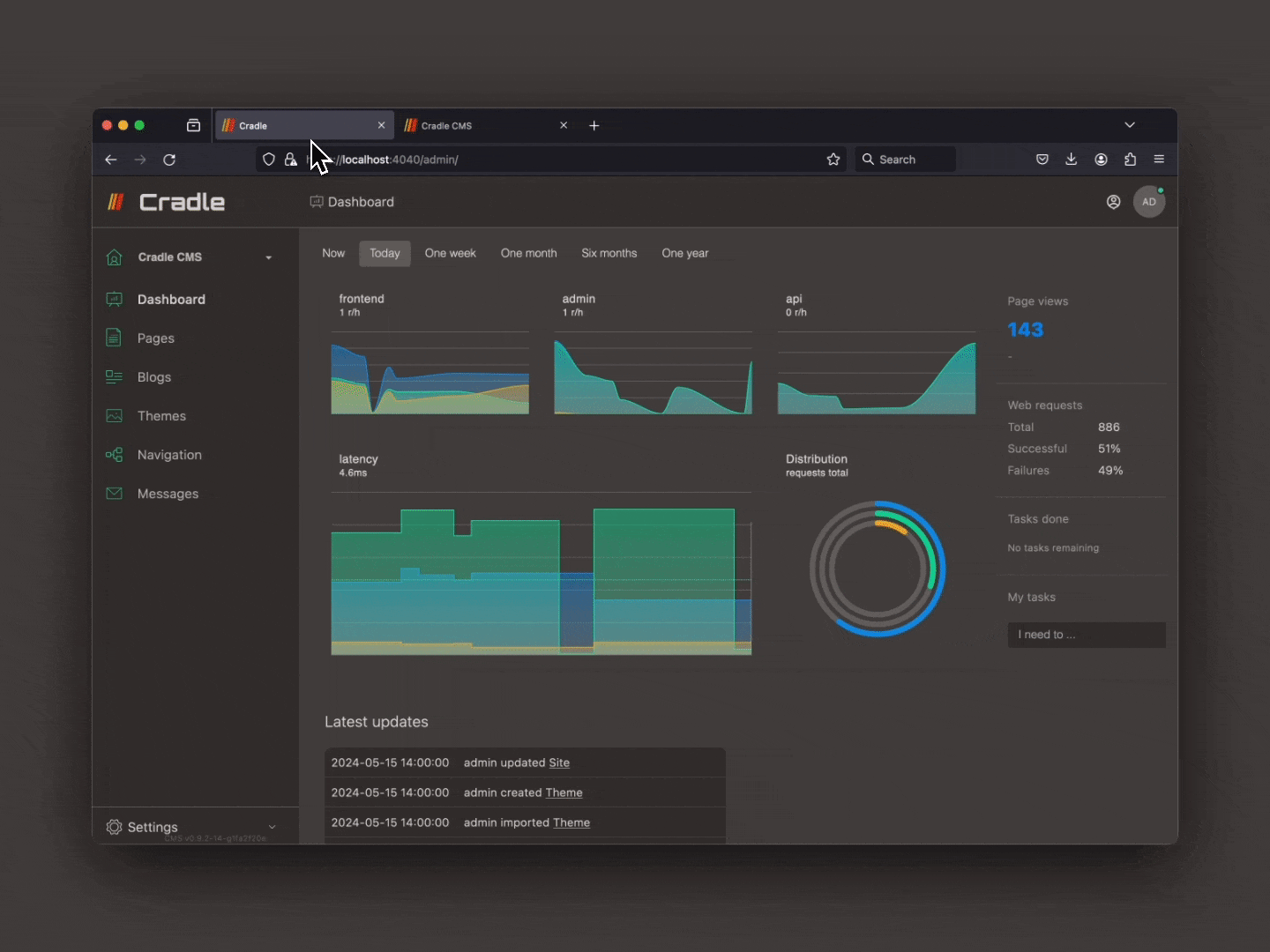 Go to themes in Cradle admin