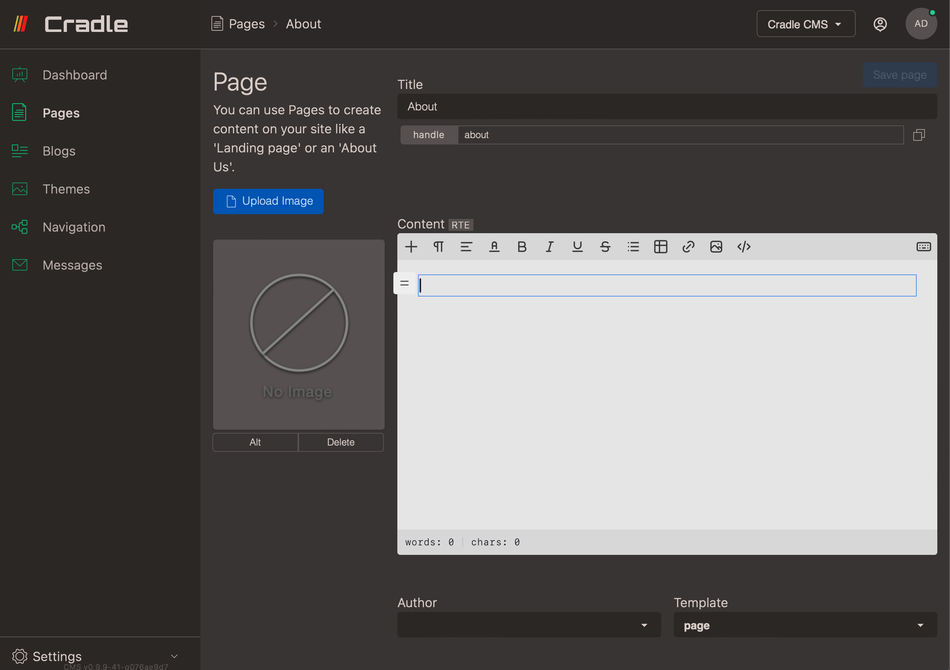 New page view in admin