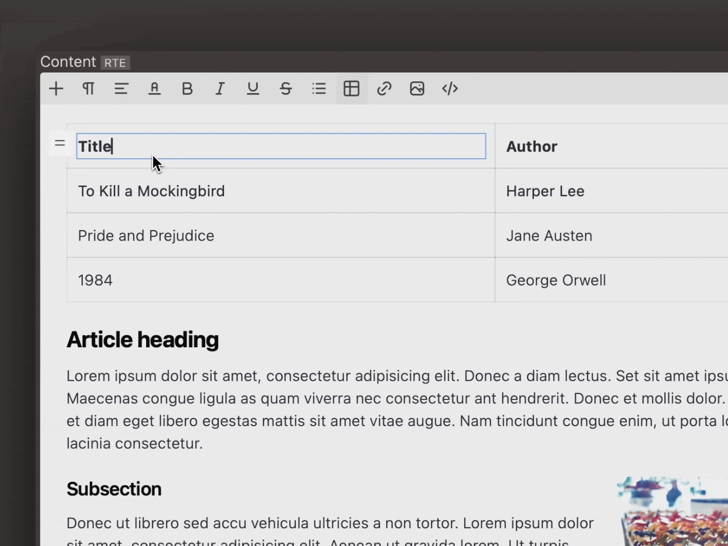 Adding a row to a table