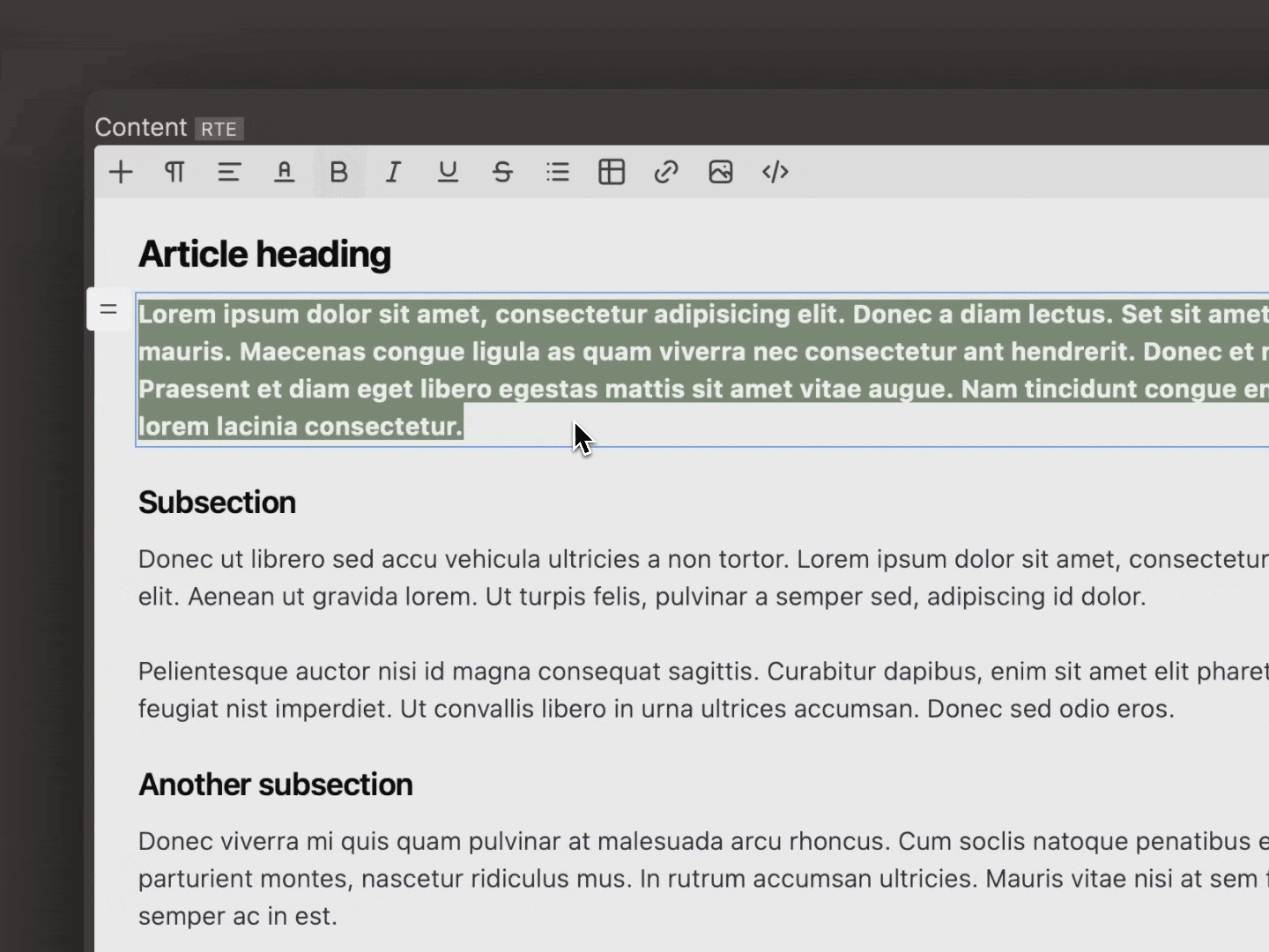 Changing text color in RTE