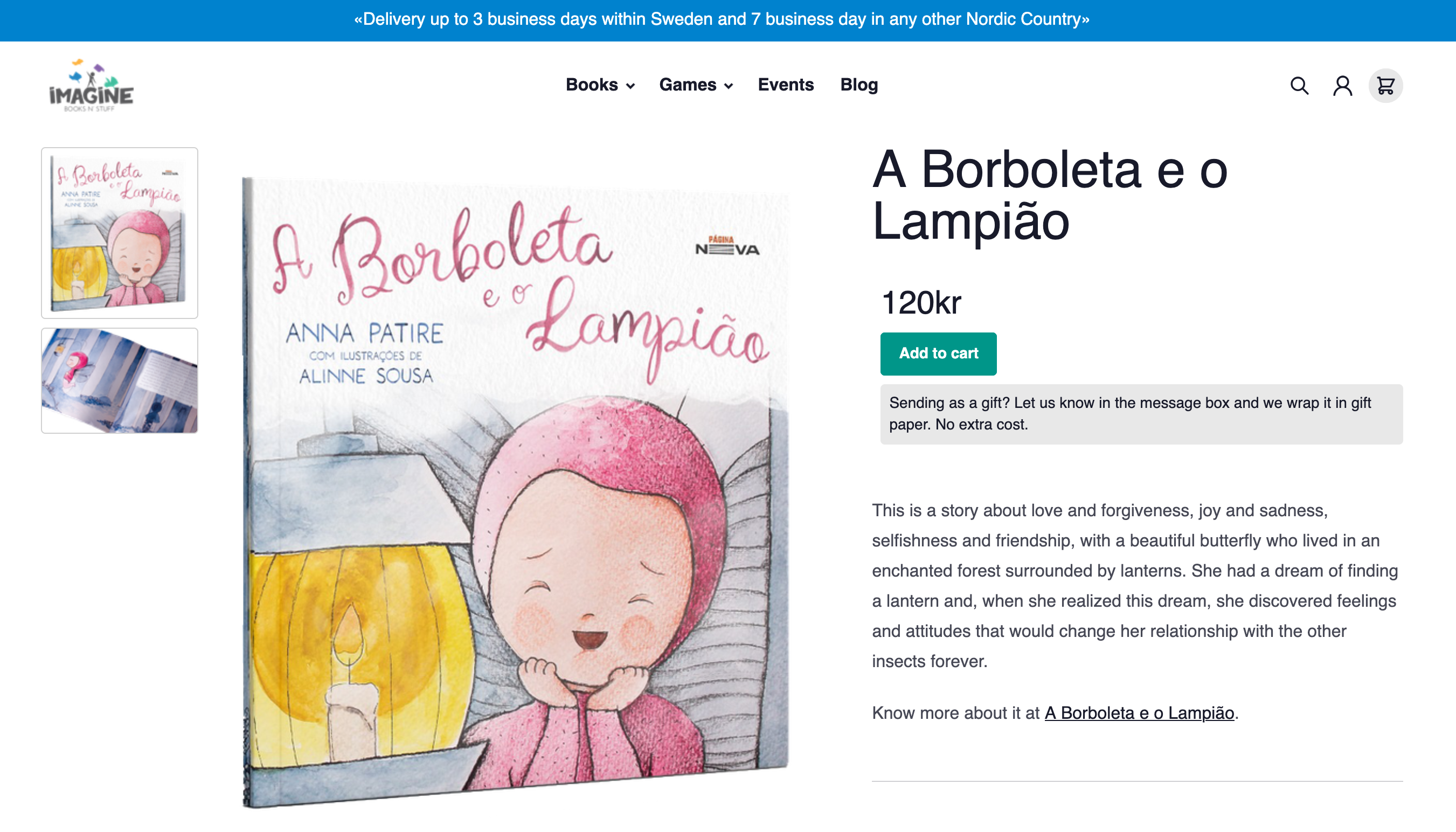 A productpage for a book